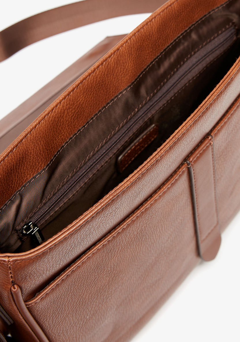 Duchini Solid Crossbody Bag with Zip Closure-Men%27s Handbags-image-5