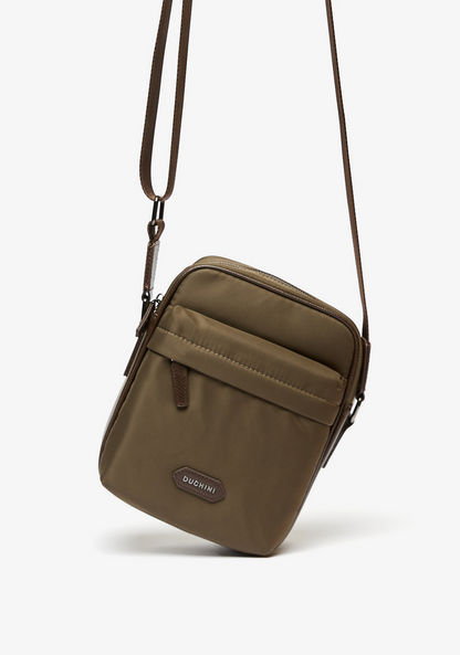 Duchini Solid Crossbody Bag with Zip Closure and Adjustable Strap