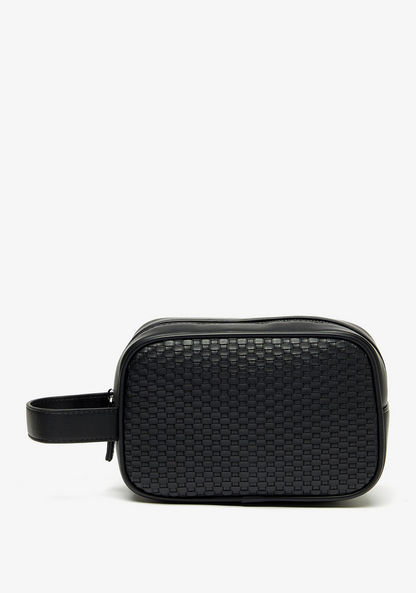 Duchini Textured Pouch with Zip Closure and Wrist Loop