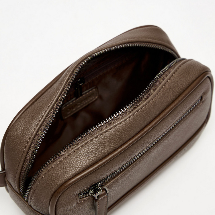 Duchini Textured Pouch with Zip Closure and Handle