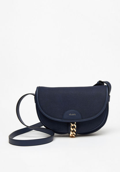 Celeste Solid Crossbody Bag with Strap and Chain Detail