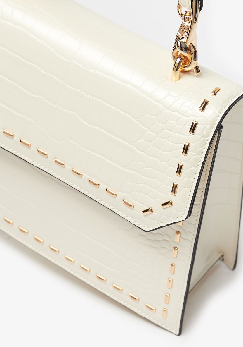 Celeste Animal Texture Satchel Bag with Metal Handle and Stud Detail-Women%27s Handbags-image-3