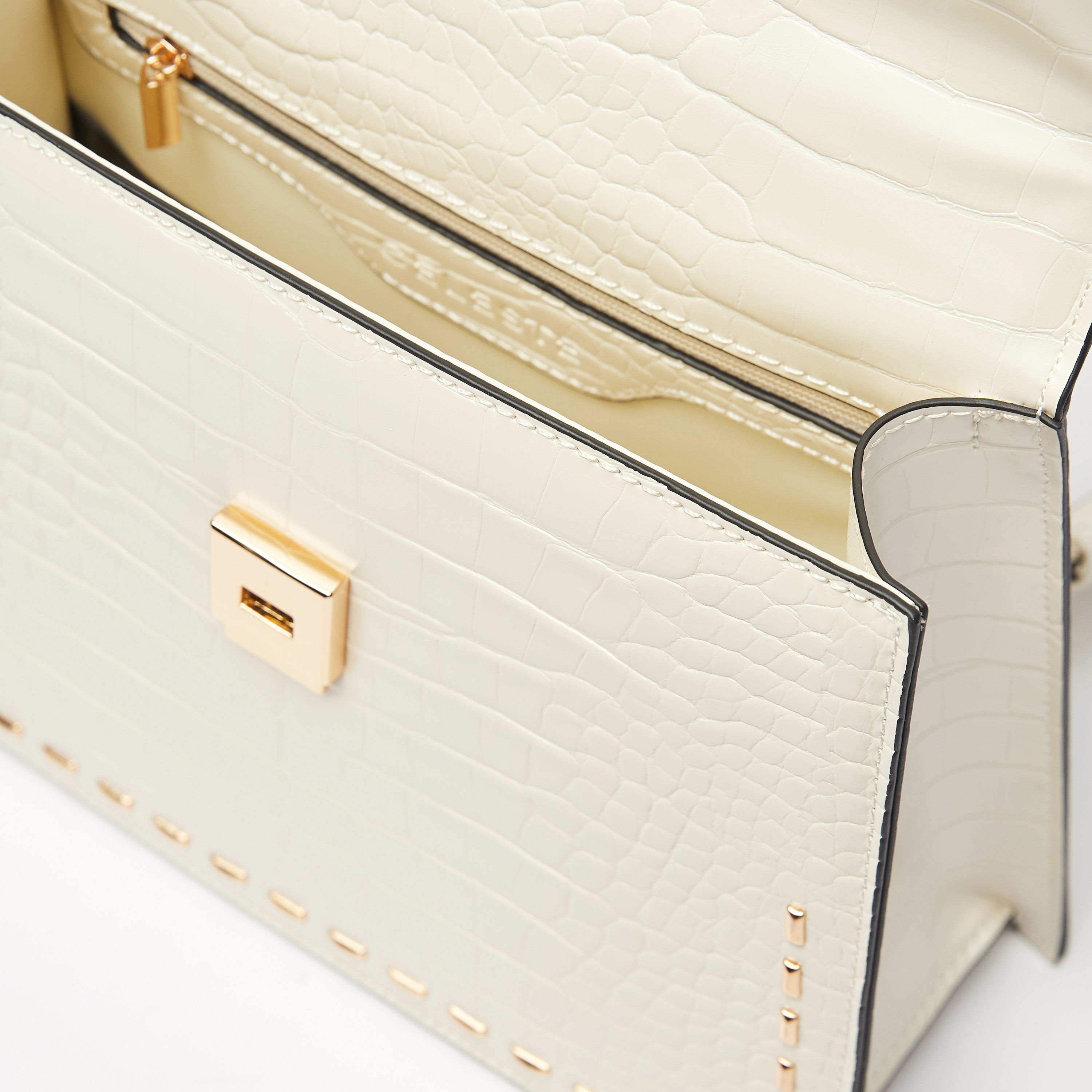 Celeste Animal Texture Satchel Bag with Metal Handle and Stud Detail-women-bagsandwallets-handbags-image-5
