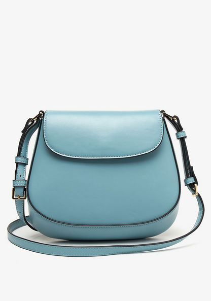 Celeste Solid Crossbody Bag with Adjustable Strap and Flap Closure