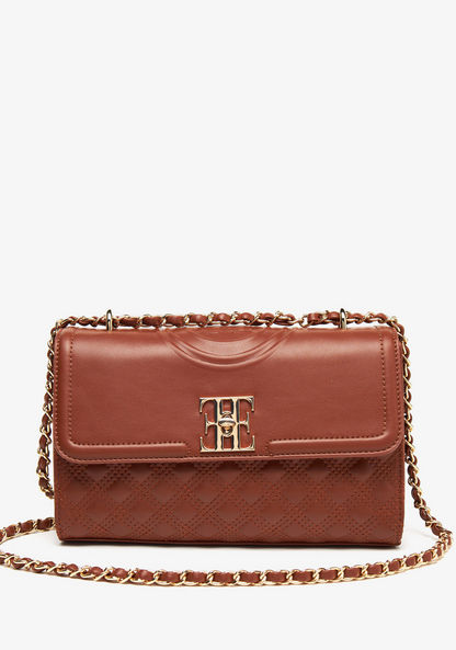 Elle Embossed Crossbody Bag with Chain Strap-Women%27s Handbags-image-0