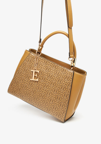 Elle Embossed Tote Bag with Adjustable Strap and Zip Closure-Women%27s Handbags-image-1