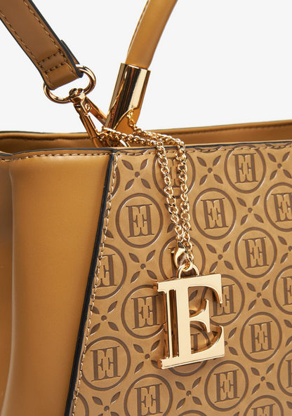 Elle Embossed Tote Bag with Adjustable Strap and Zip Closure-Women%27s Handbags-image-3