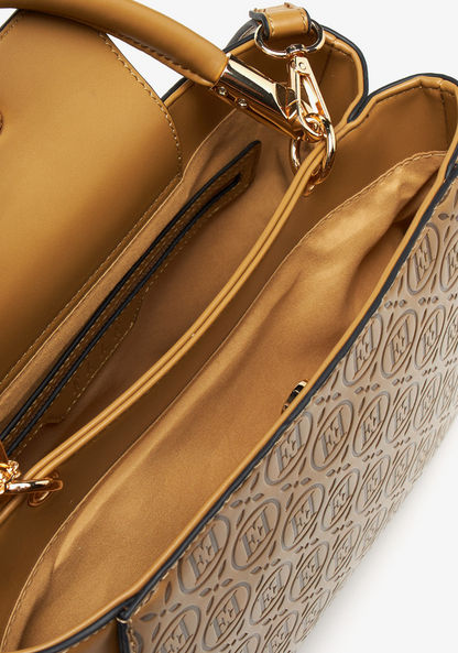 Elle Embossed Tote Bag with Adjustable Strap and Zip Closure-Women%27s Handbags-image-4