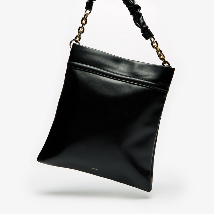 Haadana Solid Shopper Bag with Chain Accented Handle