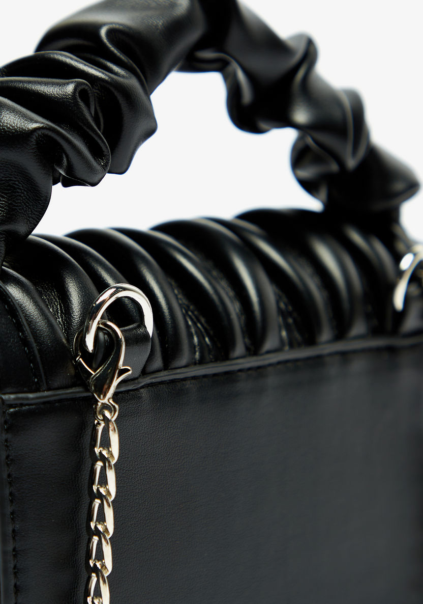 Haadana Quilted Satchel Bag with Detachable Chain Strap-Women%27s Handbags-image-3
