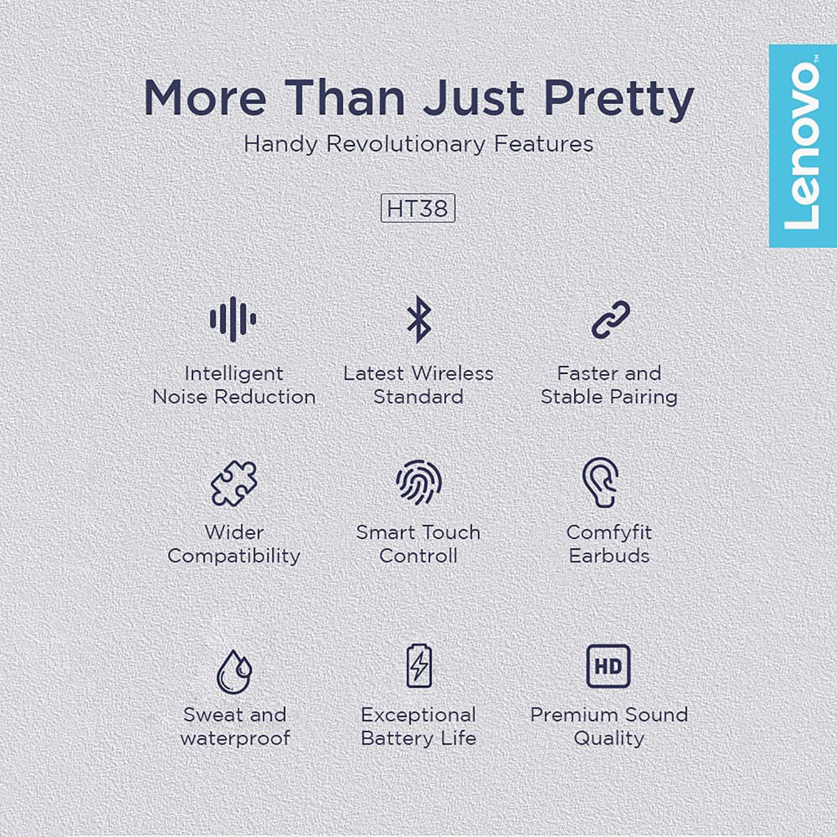 Lenovo True Wireless Bluetooth In Ear Earbuds HT38 White-electronics-headphonesandearphones-image-4