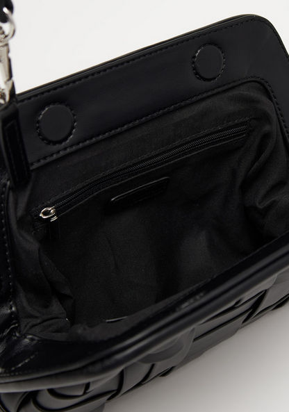 Haadana Textured Crossbody Bag with Detachable Strap and Hinged Closure