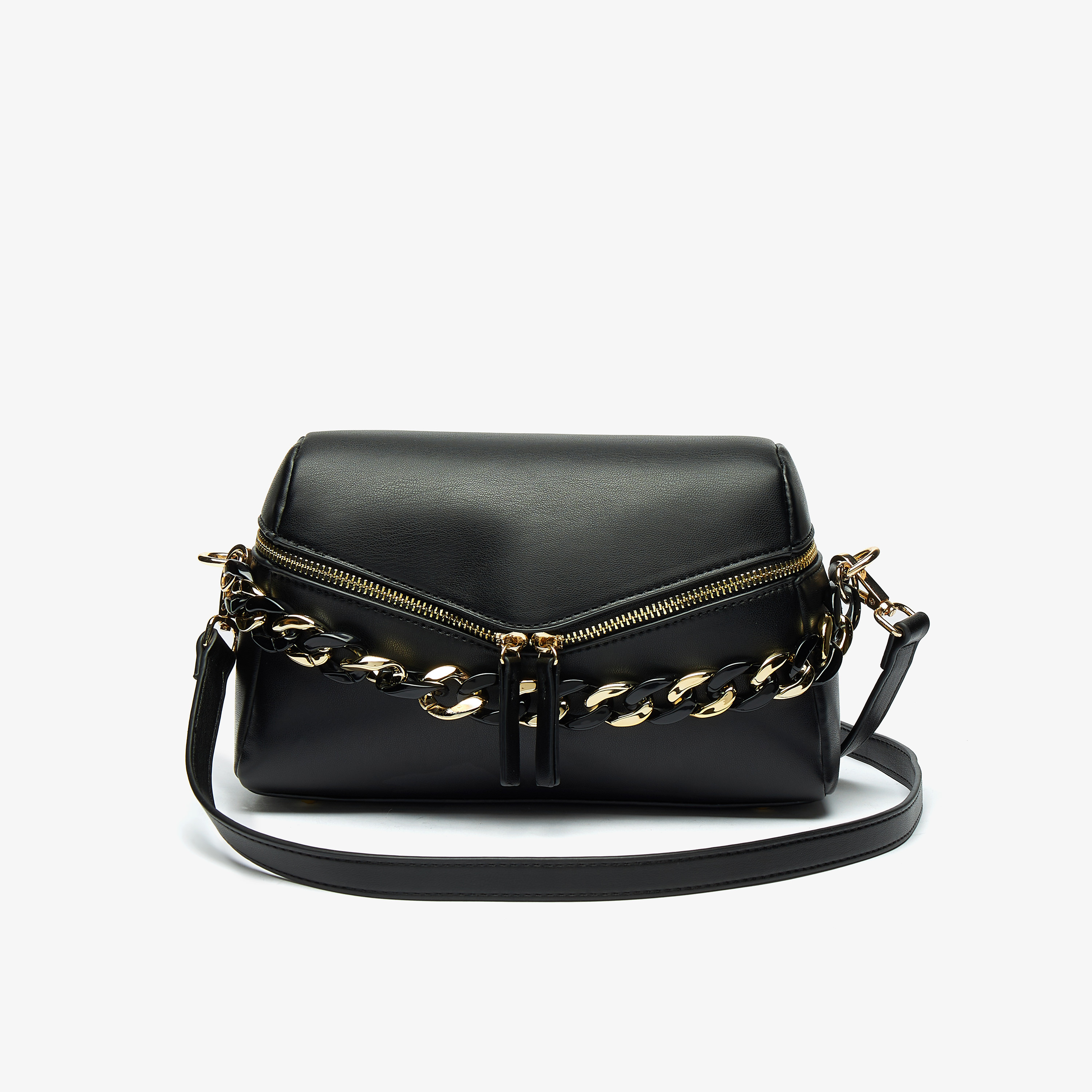 Haadana Solid Crossbody Bag with Chunky Chain Accent-women-bagsandwallets-handbags-image-1