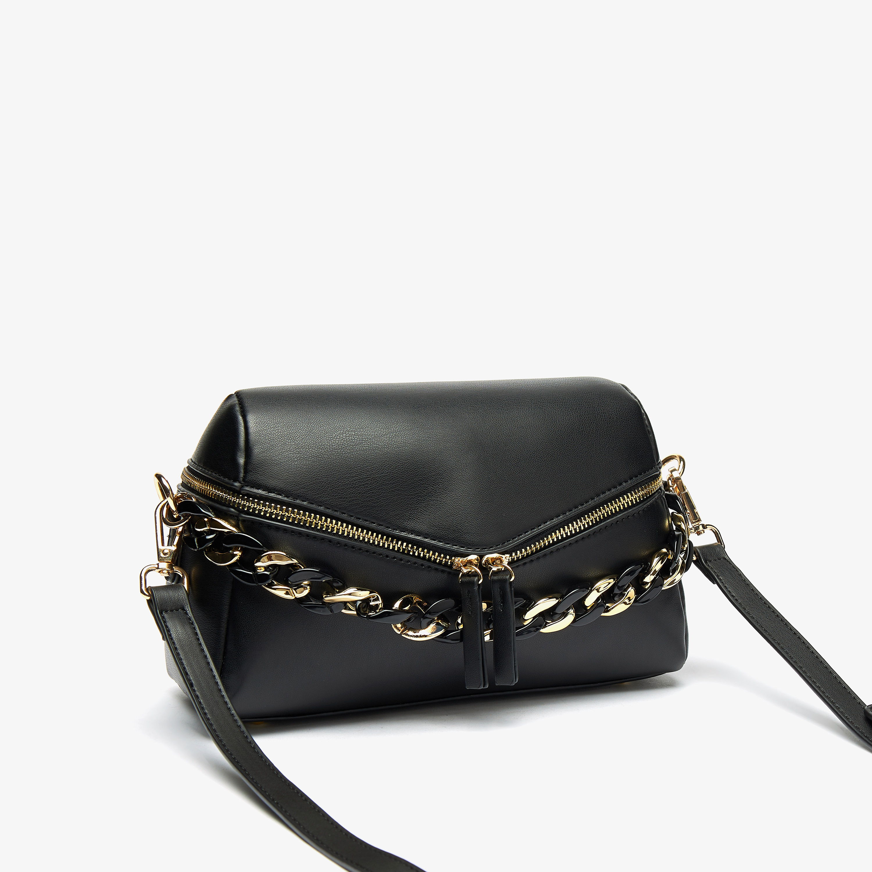 Haadana Solid Crossbody Bag with Chunky Chain Accent-women-bagsandwallets-handbags-image-3
