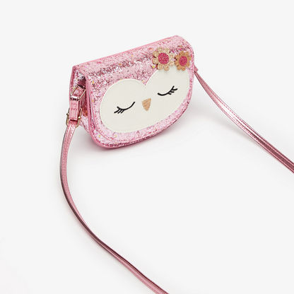 Little Missy Glitter Textured Handbag with Owl Applique-Girl%27s Bags-image-2