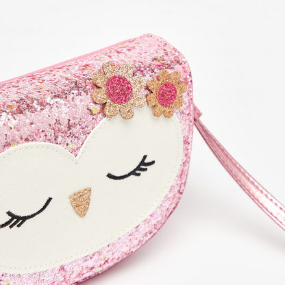 Little Missy Glitter Textured Handbag with Owl Applique-Girl%27s Bags-image-3
