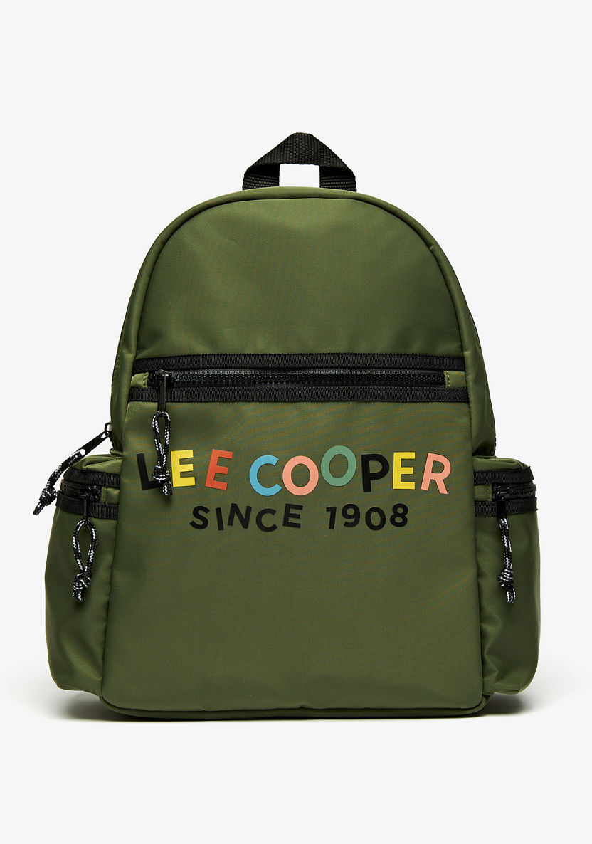 Lee Cooper Logo Print Zipper Backpack with Adjustable Shoulder Straps-Boy%27s Backpacks-image-0
