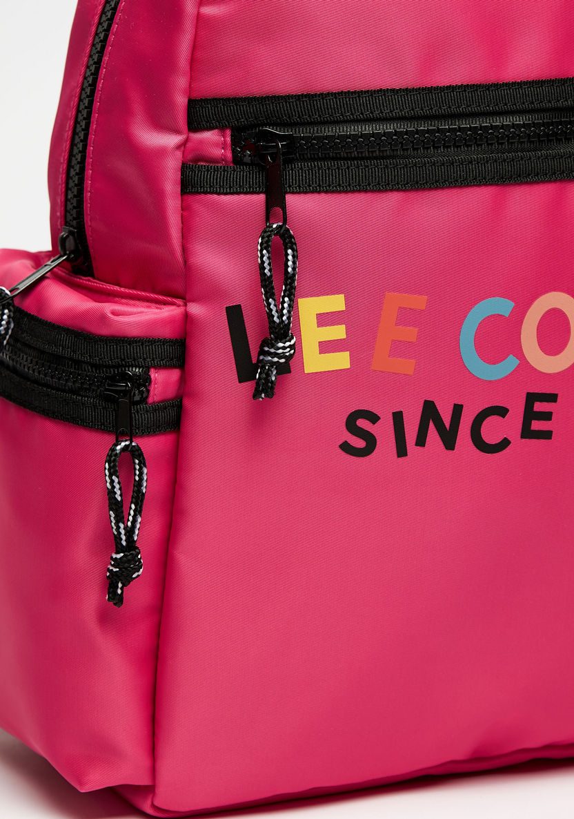 Lee Cooper Logo Print Zipper Backpack with Adjustable Shoulder Straps-Boy%27s Backpacks-image-1