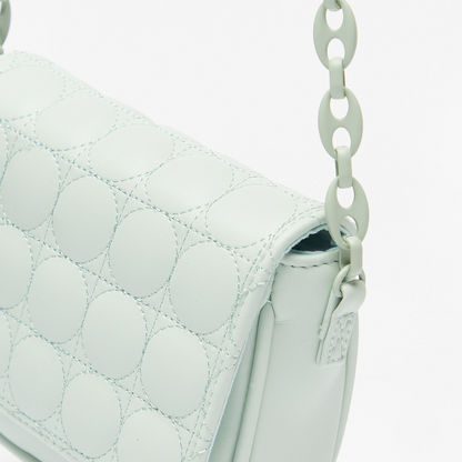 Little Missy Textured Crossbody Bag with Chain Accented Strap and Flap Closure-Girl%27s Bags-image-3