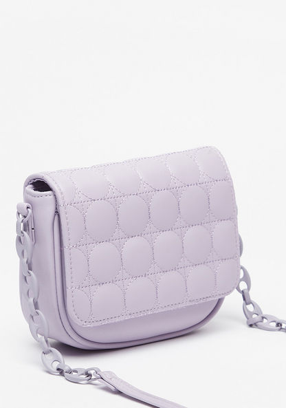 Little Missy Textured Crossbody Bag with Chain Accented Strap and Flap Closure