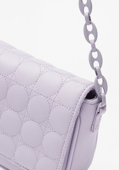 Little Missy Textured Crossbody Bag with Chain Accented Strap and Flap Closure