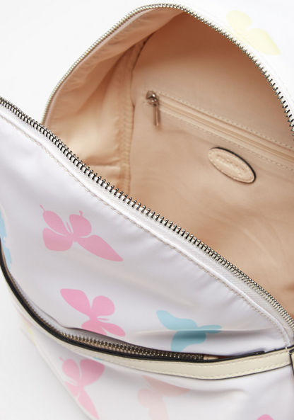 Missy Butterfly Print Backpack with Zip Closure and Adjustable Straps