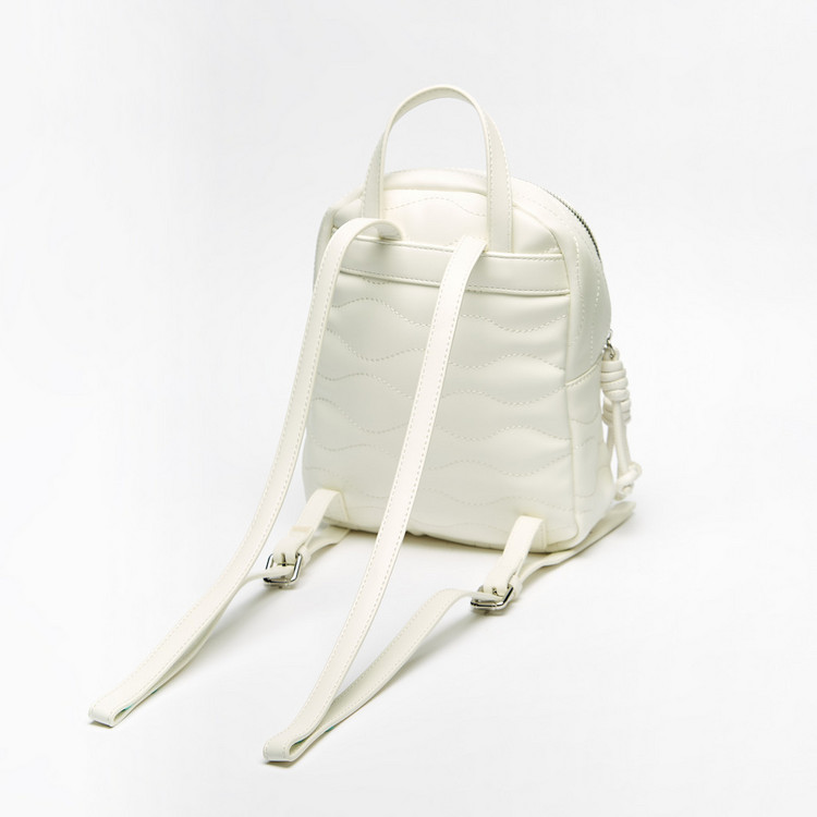 Missy Textured Backpack with Adjustable Straps and Zip Closure