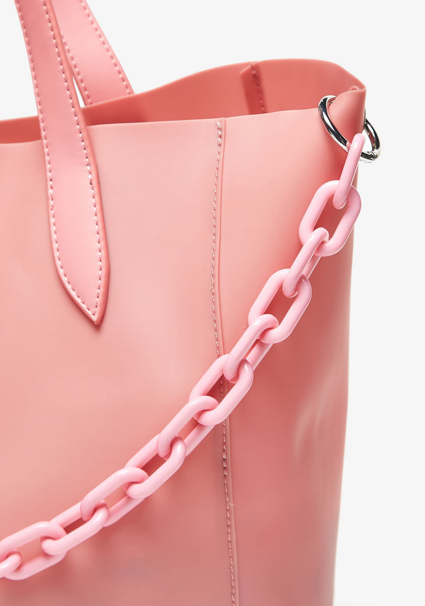 Missy Solid Shopper Bag with Chunky Chain Link Accent-Women%27s Handbags-image-3