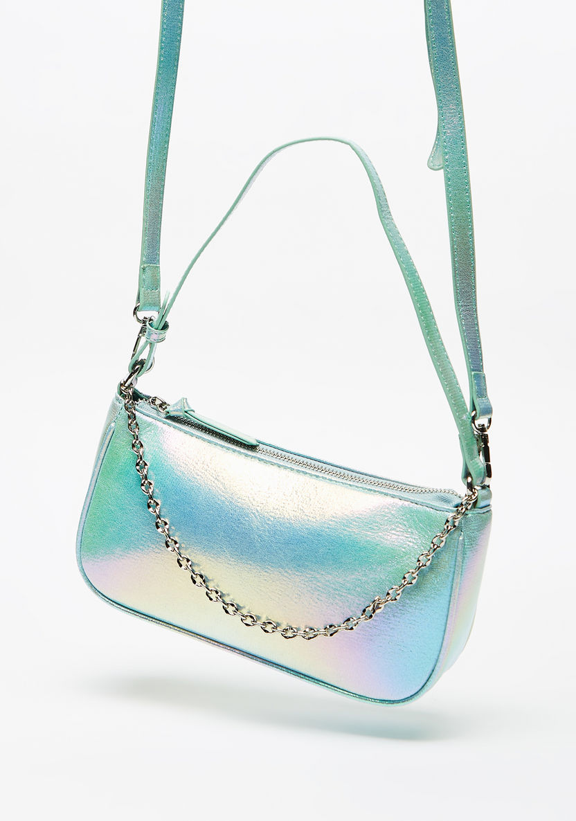 Missy Iridescent Shoulder Bag with Chain Accent and Detachable Strap-Women%27s Handbags-image-1