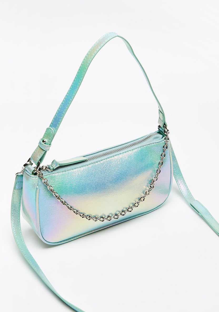 Missy Iridescent Shoulder Bag with Chain Accent and Detachable Strap-Women%27s Handbags-image-2