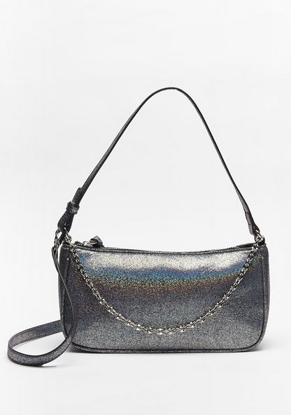 Missy Iridescent Shoulder Bag with Chain Accent and Detachable Strap