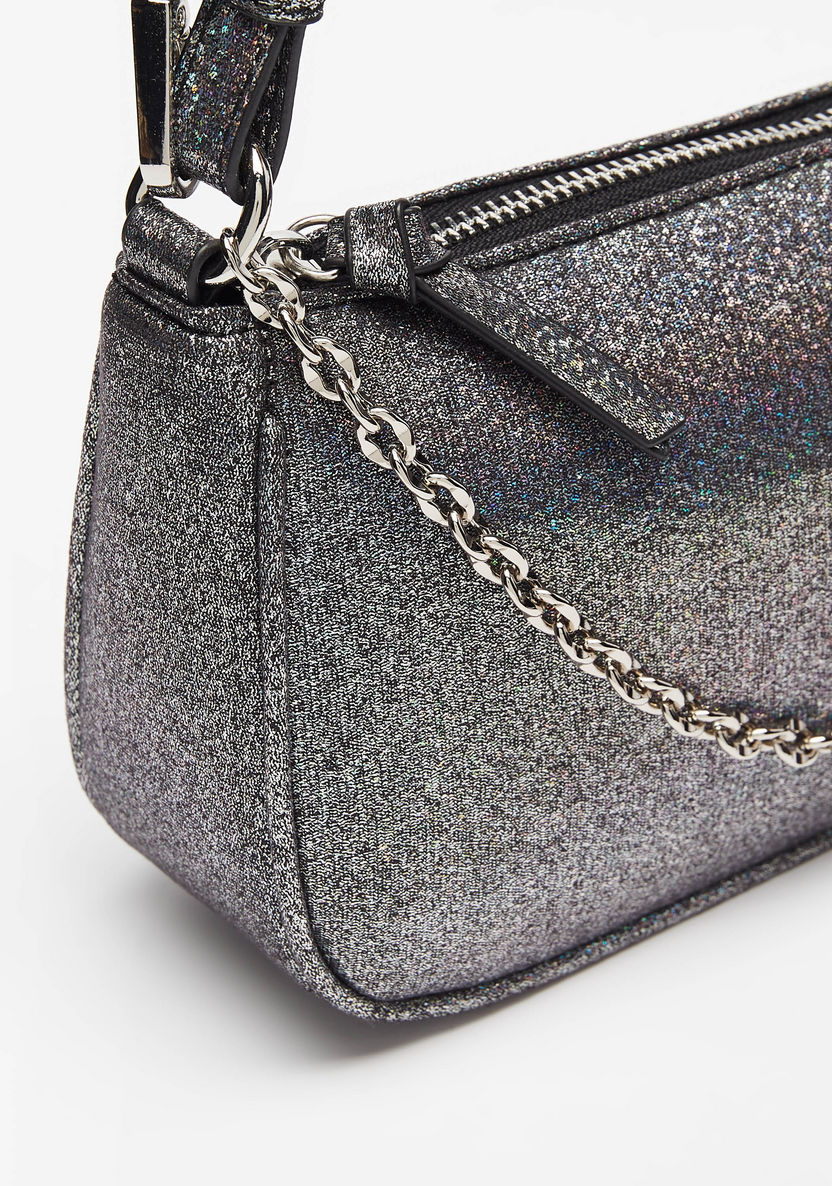 Missy Iridescent Shoulder Bag with Chain Accent and Detachable Strap-Women%27s Handbags-image-3
