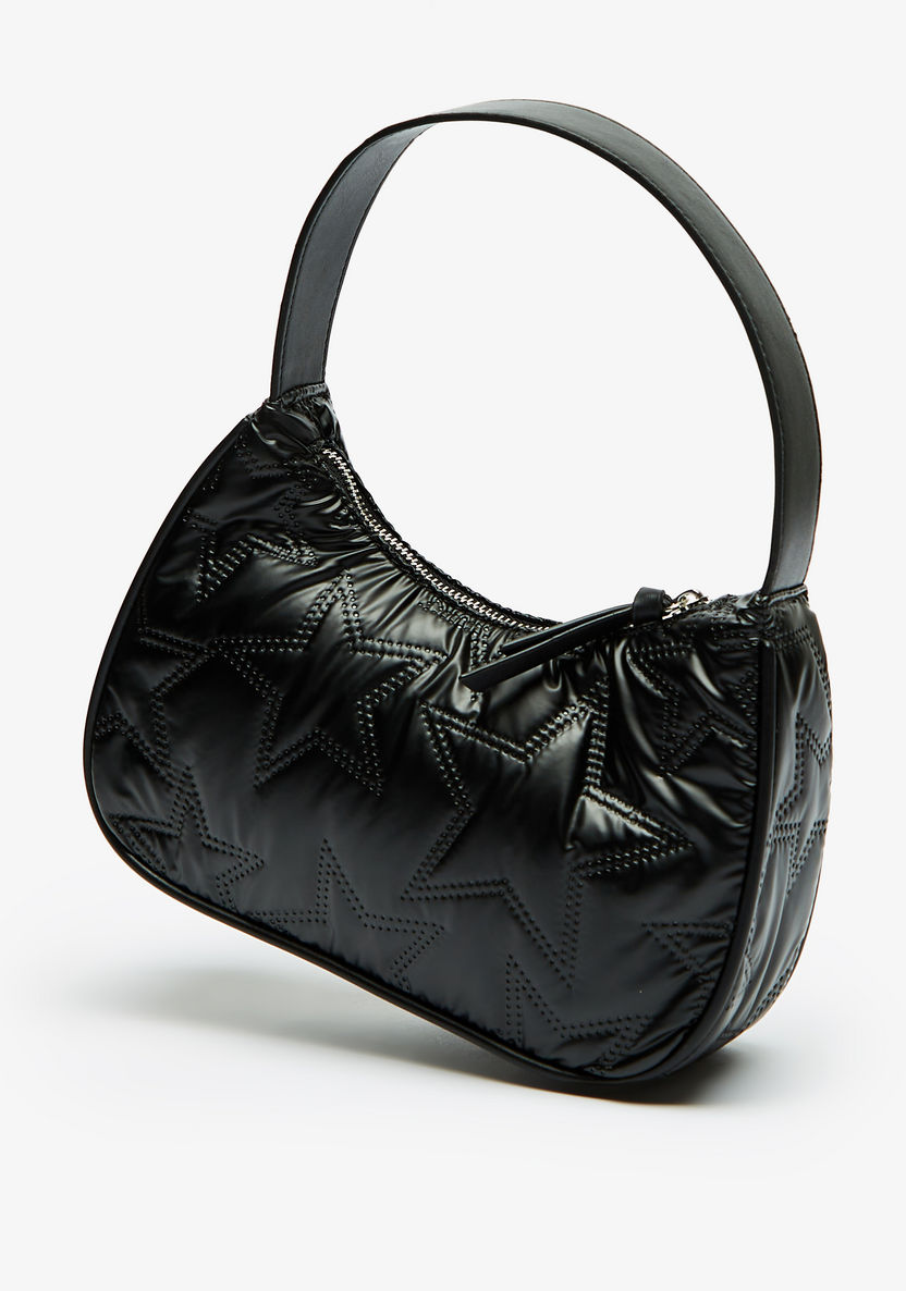 Missy Star Textured Shoulder Bag with Handle and Zip Closure-Women%27s Handbags-image-1