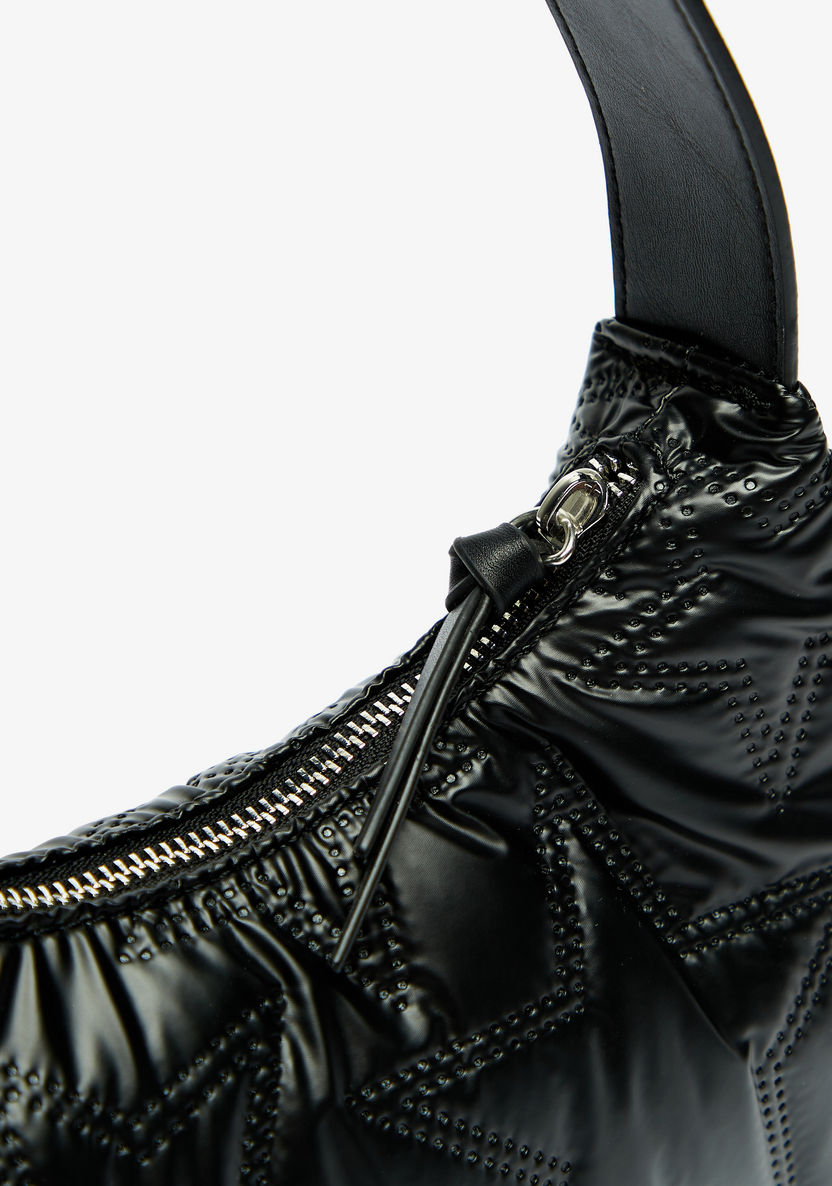 Missy Star Textured Shoulder Bag with Handle and Zip Closure-Women%27s Handbags-image-3