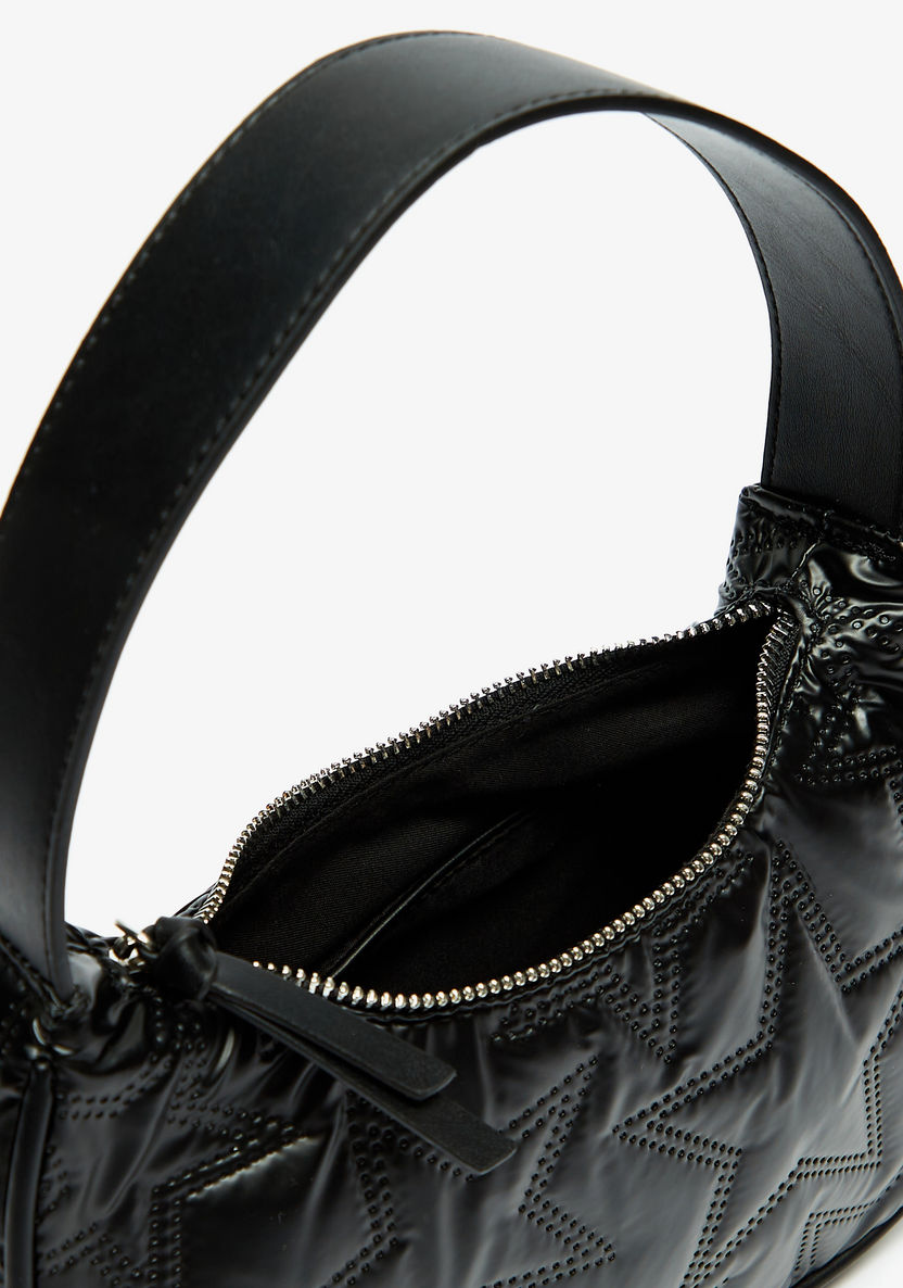 Missy Star Textured Shoulder Bag with Handle and Zip Closure-Women%27s Handbags-image-4