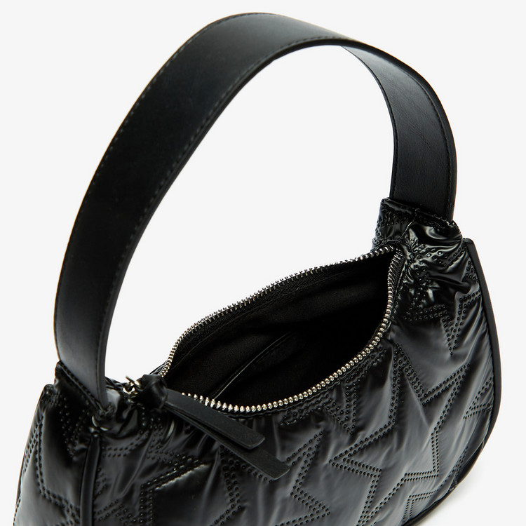 Missy Star Textured Shoulder Bag with Handle and Zip Closure