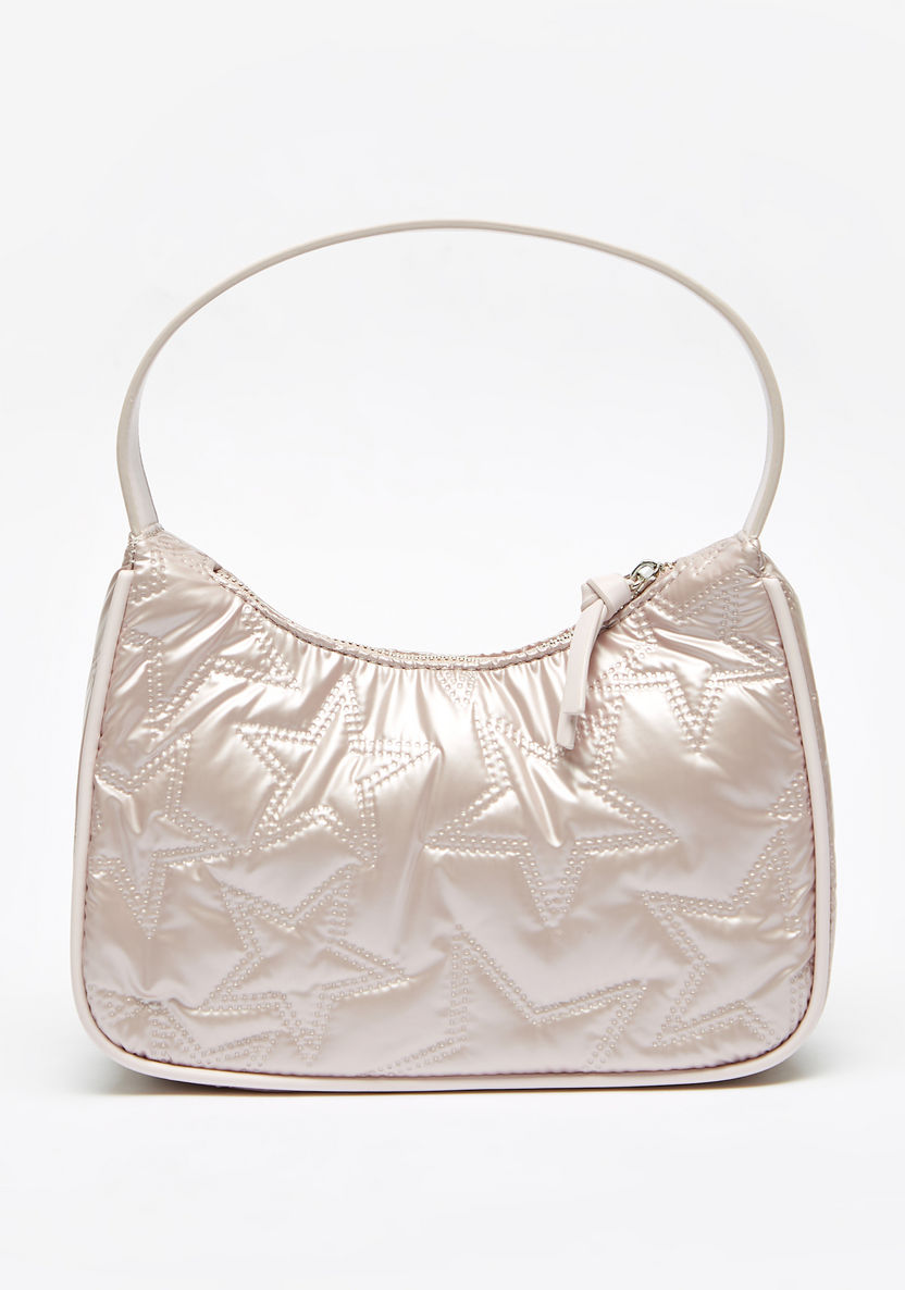 Missy Star Textured Shoulder Bag with Handle and Zip Closure-Women%27s Handbags-image-0