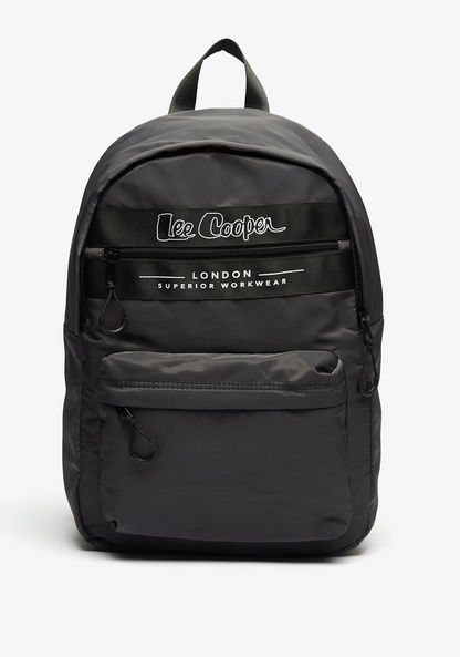 Lee Cooper Printed Backpack with Zip Closure and Shoulder Straps-Men%27s Backpacks-image-0