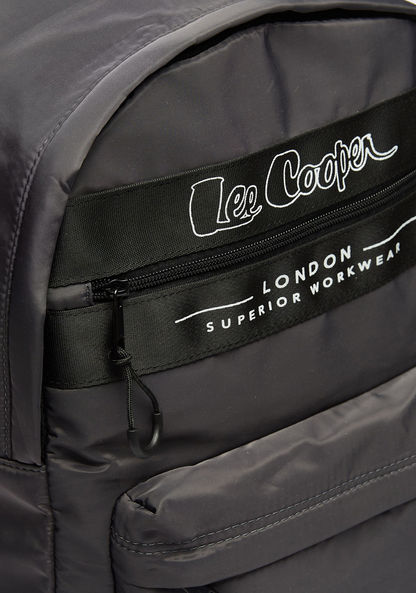Lee Cooper Printed Backpack with Zip Closure and Shoulder Straps