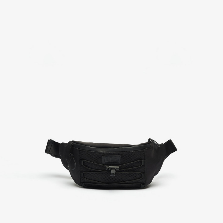 Lee Cooper Textured Waist Bag with Zip Closure and Mesh Detailing