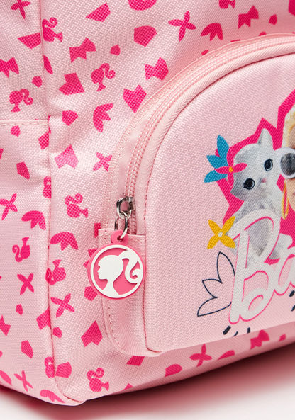 Barbie Print Zipper Backpack with Adjustable Shoulder Straps