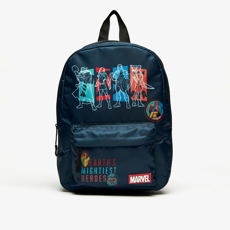 Avengers Print Zipper Backpack with Adjustable Shoulder Straps