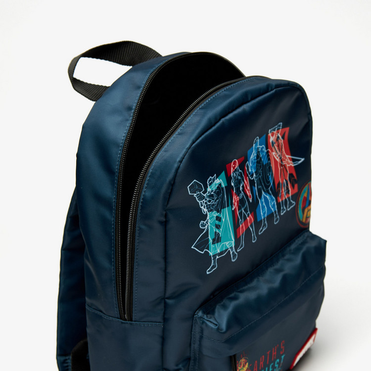 Avengers Print Zipper Backpack with Adjustable Shoulder Straps