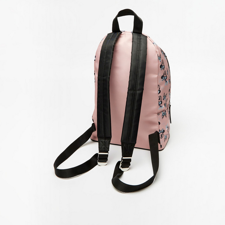 Disney Minnie Mouse Print Backpack with Adjustable Shoulder Straps
