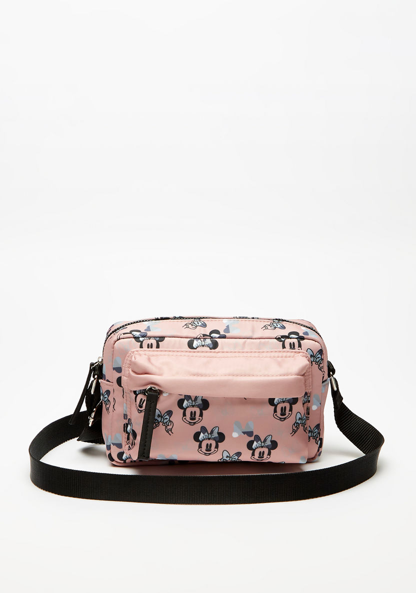 Minnie Mouse Print Crossbody Bag with Adjustable Strap and Zip Closure-Women%27s Handbags-image-0