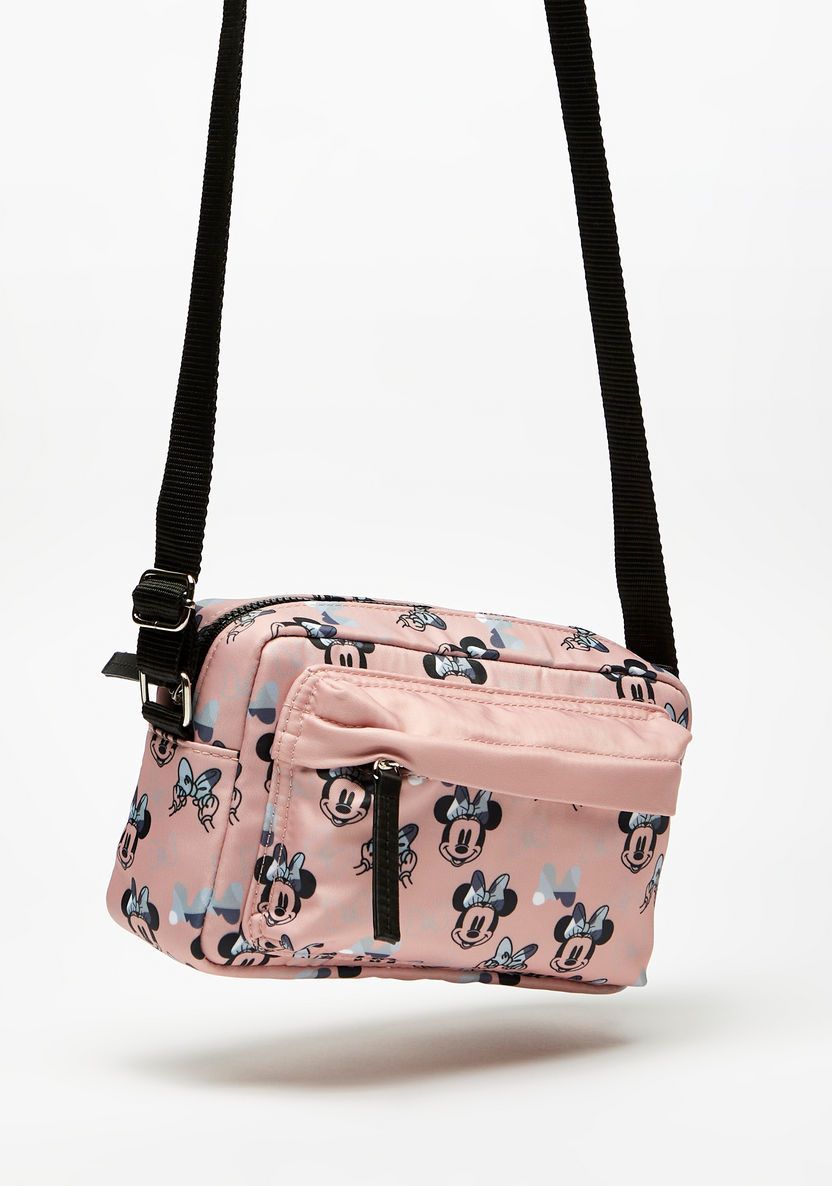 Minnie Mouse Print Crossbody Bag with Adjustable Strap and Zip Closure-Women%27s Handbags-image-1