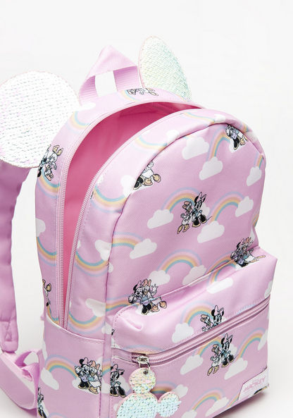 Minnie Mouse Print Zipper Backpack with Adjustable Shoulder Straps