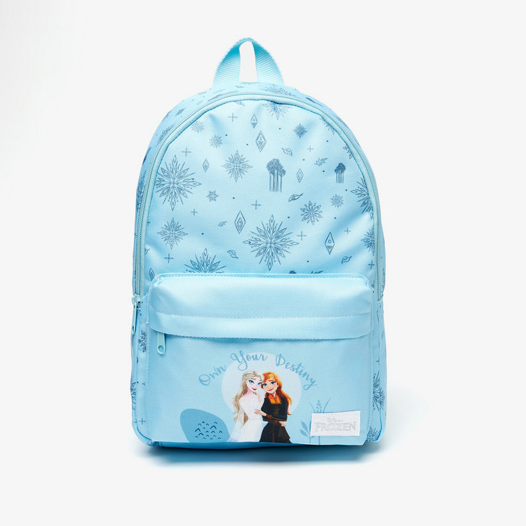 Frozen Print Zipper Backpack with Adjustable Shoulder Straps