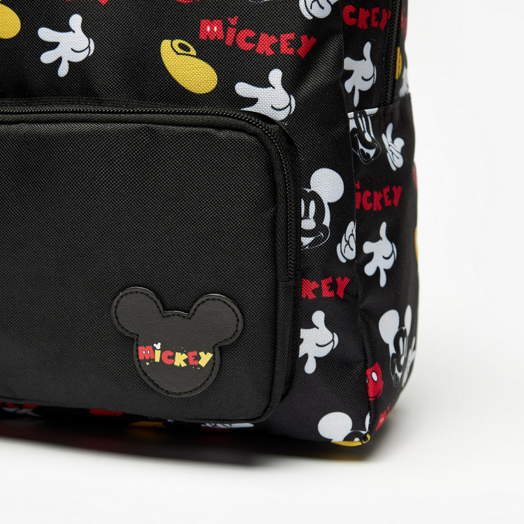 Mickey Mouse Print Zipper Backpack with Adjustable Shoulder Straps