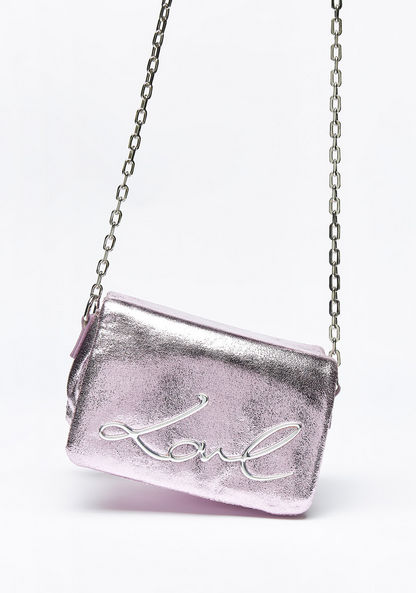 Missy Metallic Crossbody Bag with Chain Strap and Flap Closure-Women%27s Handbags-image-1